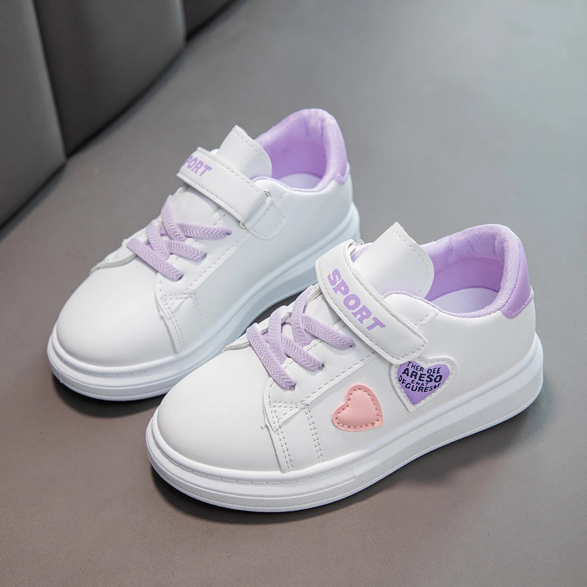 Children Sneakers 2025 New Girls Love Embroidery Casual Shoes Fashion Leather Kids School Running Sports Shoes Zapatos De Mujer