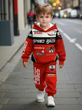 Trendy Kids' Racing Element Hoodie & Pants - Street Style Tracksuit