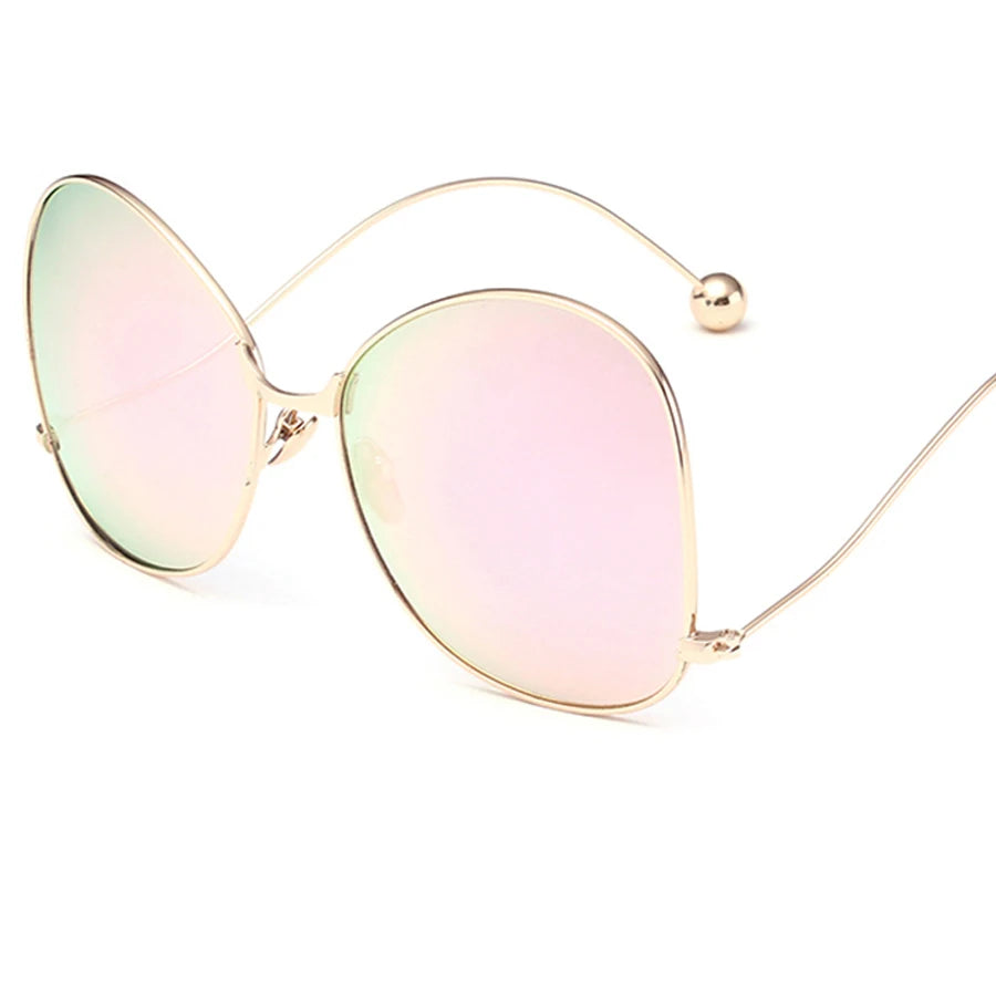 Sunglasses Women Oversize Luxury Brand Design Arm Retro Travel Drive Oval Frame Vintage Sun Glasses Female Clear Lens Glasses