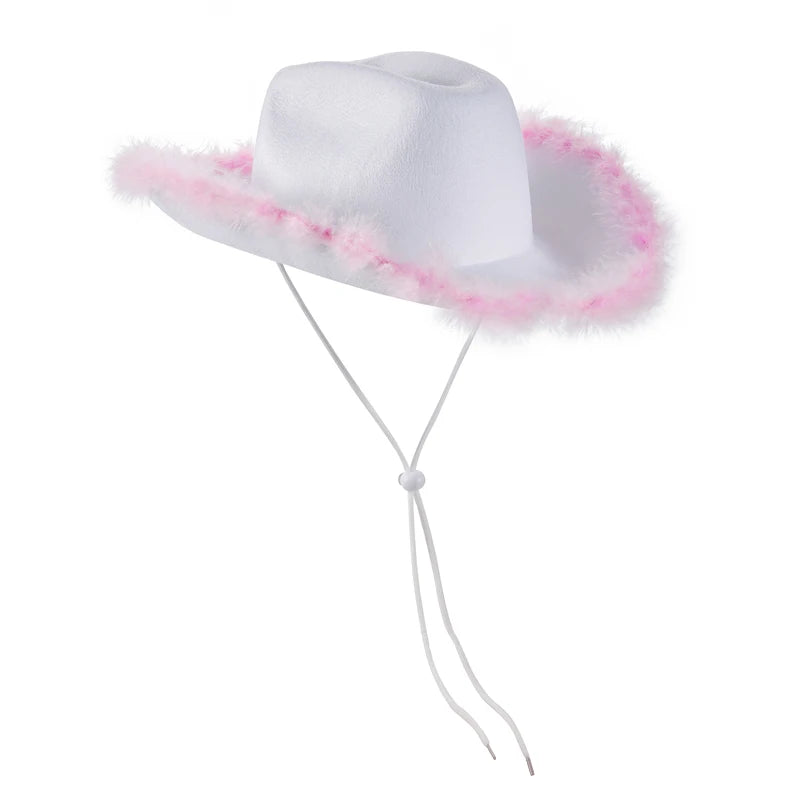 Women'S Western Cowboy Hat  Adult Solid Color Fur Trimmed Wide Brimmed Hat  Yuppie Gentleman Style Date Party Women'S Hat