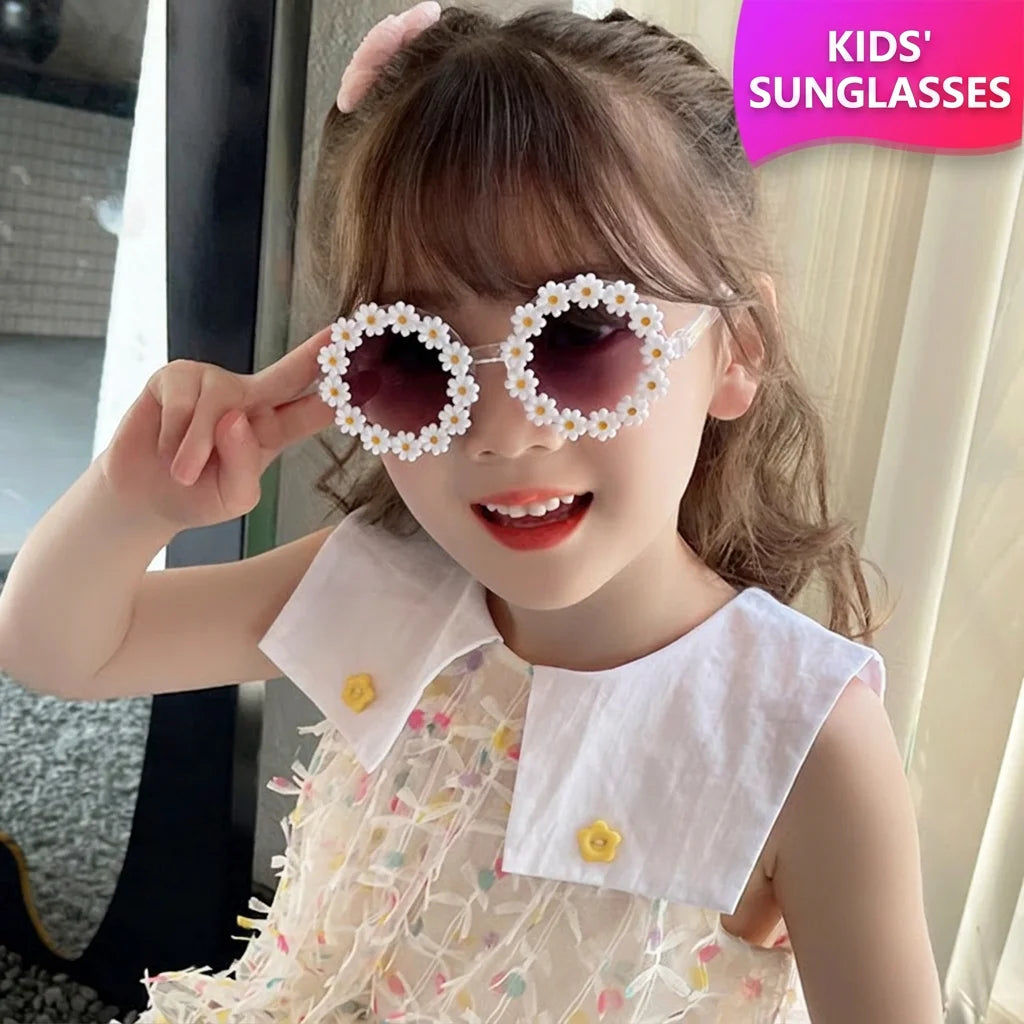 Kids Flower Sunglasses Comfortable Girls Sun Glasses Cute Daisy Sunglasses Playful Rose Red Kids Sunglasses For Photo Styling