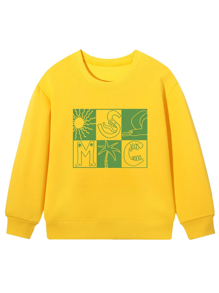 cute Boys sweatshirt Children winter clothing 2026 New cotton fun print long sleeves Kids pullover Cartoon letter Hoodie sweater