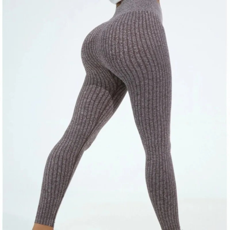 Women'S Slim Fitness Push Up Sport Legging Ladies High Waist Yoga Tights Workout Pants Casual Gym Wear Rib Screw Running Pants