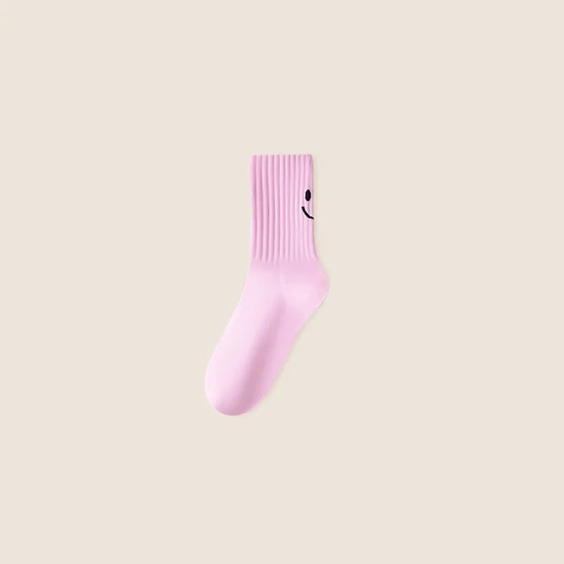 Women Socks Smiling Face Designer Sock Women Solid Dopamine Funny Socks Japan/Korean Sock Couple Mid-tube Sock Sport Casual Sock