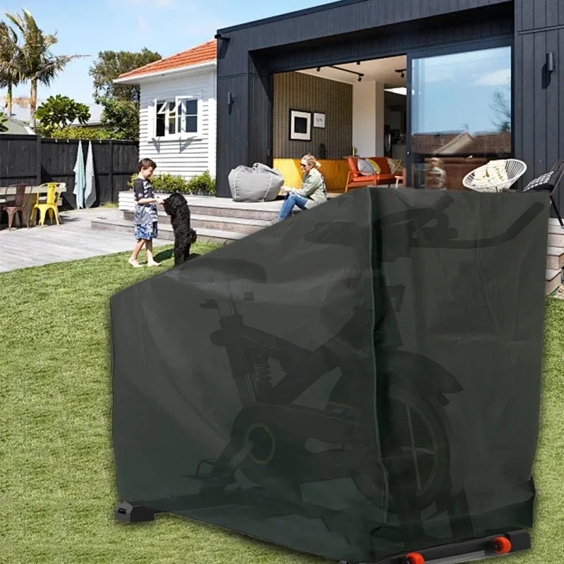 Waterproof Black Fitness Bike Cover - Durable Upright Sports Equipment Protection Cover