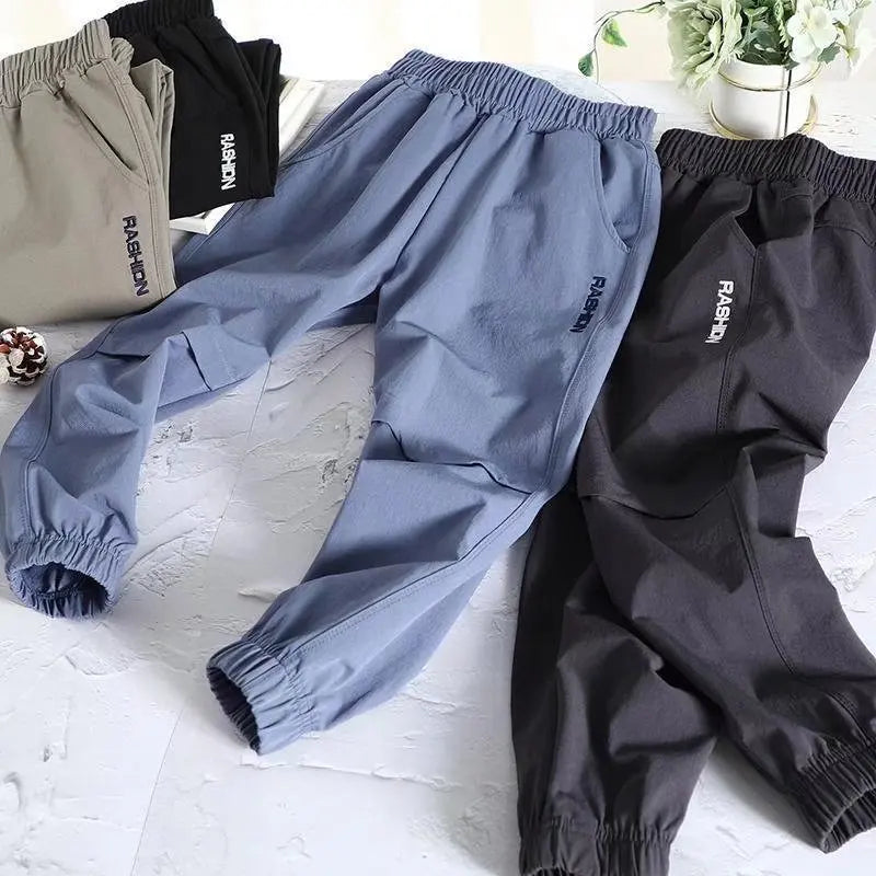 1pcs Childrens Sport Pants Boys Casual Quick-dry Trouse Solid Loose Trousers Fashion Summer Kids Mid Waist Mosquito-proof Pant