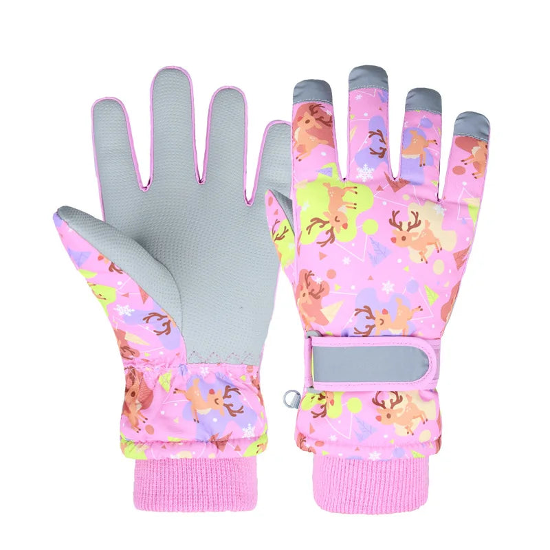 Kids Ski Gloves Winter Snow Waterproof Warm Thermal Cartoon Gloves for Boys Girls Toddler for Snowboarding Playing in Snow