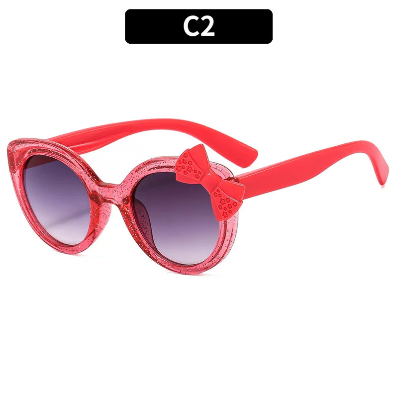 2026 Lovely Cat Eye Children Sunglasses Personality Bowknot Sun Glasses Kids Cute Baby Eyewear Trend Girls Boy Eyeglasses