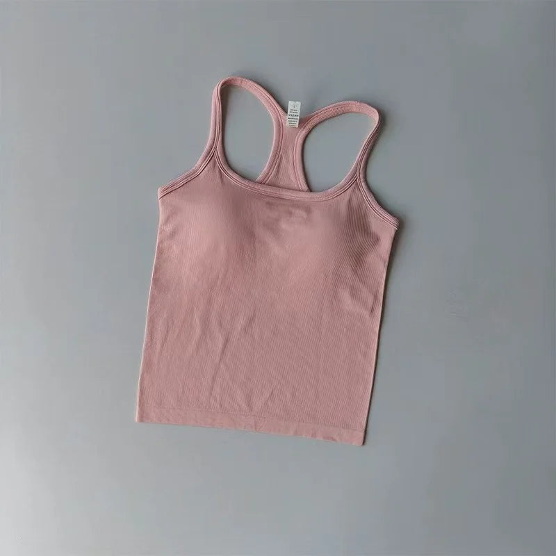 Women's Yoga Wear Sports Bra Shockproof Push-Up Fitness Clothing with Padded Chest Running Outerwear Pilates Tank Top