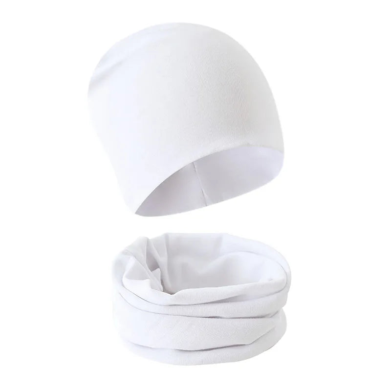 Children Beanie Hat Scarf Autumn Winter Solid Color Warm Toddler Hat Scarf for Girls and Boys Infant Hats Set Kids Neck Warmer