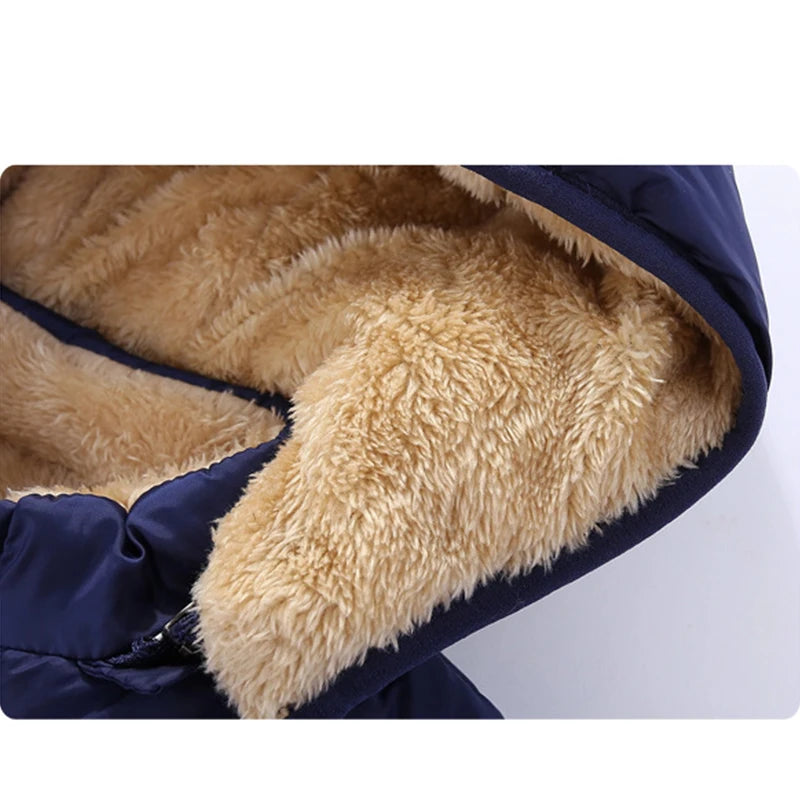 Baby Kids Jackets Boys Winter Thick Coats Warm Cashmere Outerwear For Girls Hooded Jacket Children Clothes Toddler Overcoat 1-6Y