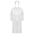 Mens Pajamas Party Vintage Victorian Style Nightgown with Hat Set Ruffled And Lace Trim Long Sleeve Front Zipper Sleep Dress
