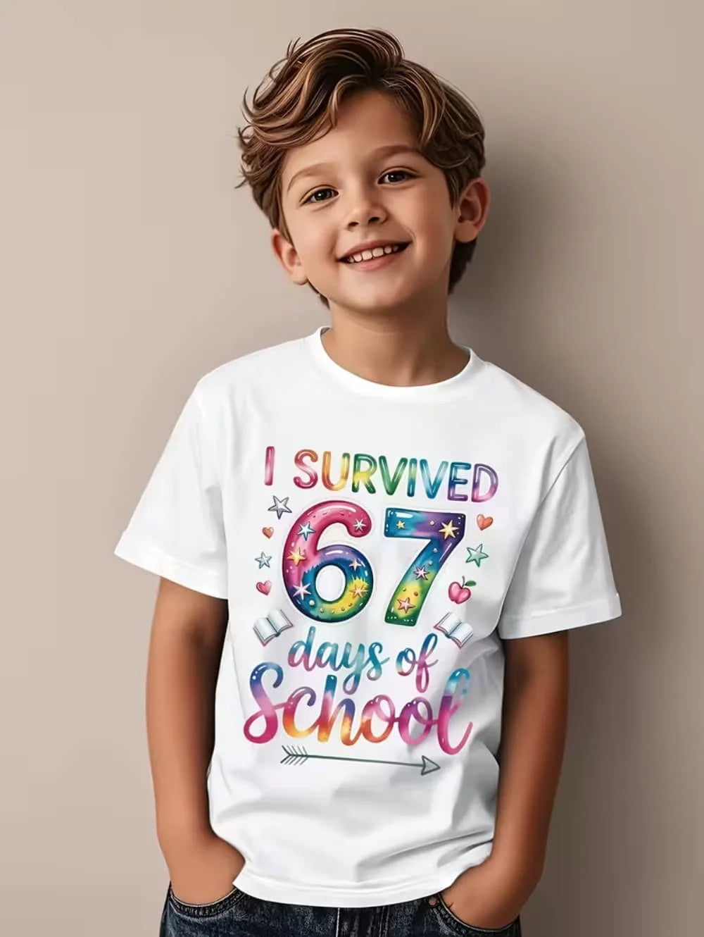 Fun Six Seven 6 7 Meme Design T-Shirt for Kids Chaotic Humor Y2k Game Saying Tees Casual O-Neck Top Fashion Children's Clothing