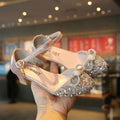 Girls High Heels for Kids Party Wedding Evening Dress Shoes 2021 Fashion Crystal Summer Princess Stockings Girl Sandals E02165