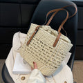 Designer Casual Rattan Wicker Tote Bag Large Capacity Woven Women's Summer Beach Straw Handbag Lady Travel Big Basket