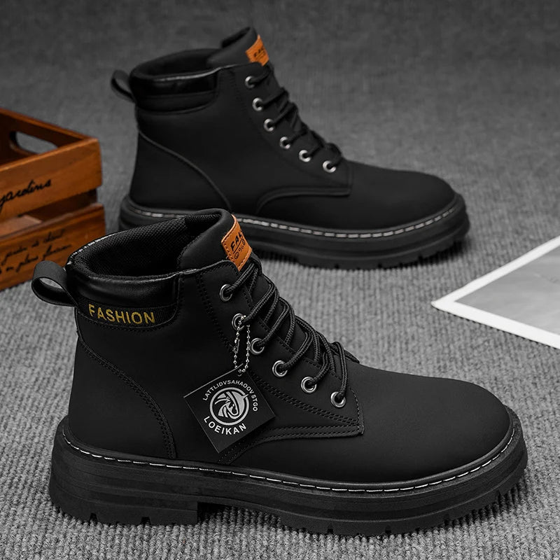Men's Fashionable High-Top Yellow Boots Casual Shoes Outdoor Off-Road Hiking Boots Trendy Comfortable Footwear