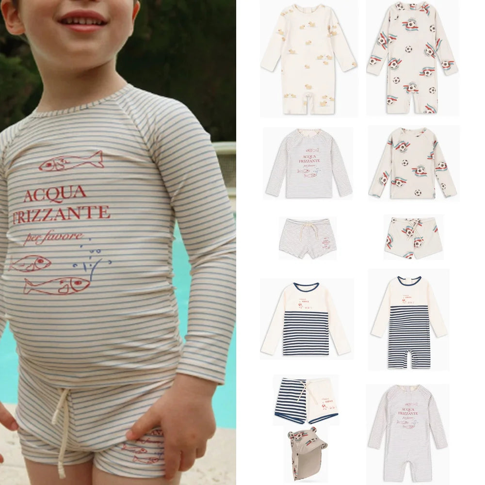 kids swimwear sets ss26 boys cute print holiday fashion swimsuits outwear clothing sets