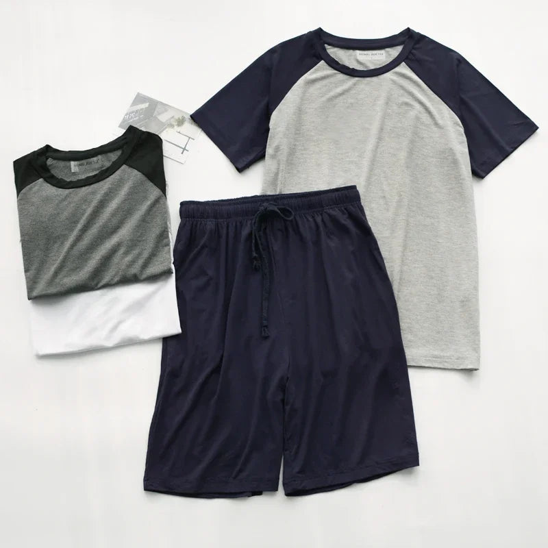 Modal Summer Pajamas For Men Thin Section Loose Short Sleeve Shorts Can Be Worn Outside Sports Home Service Suit Men Sleepwear