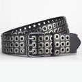 New Women Belt  Fashion Square Beads, Willow Nails, Three Exhaust Eyes, Punk Street Cool, Personalized Men's and Women's Belts