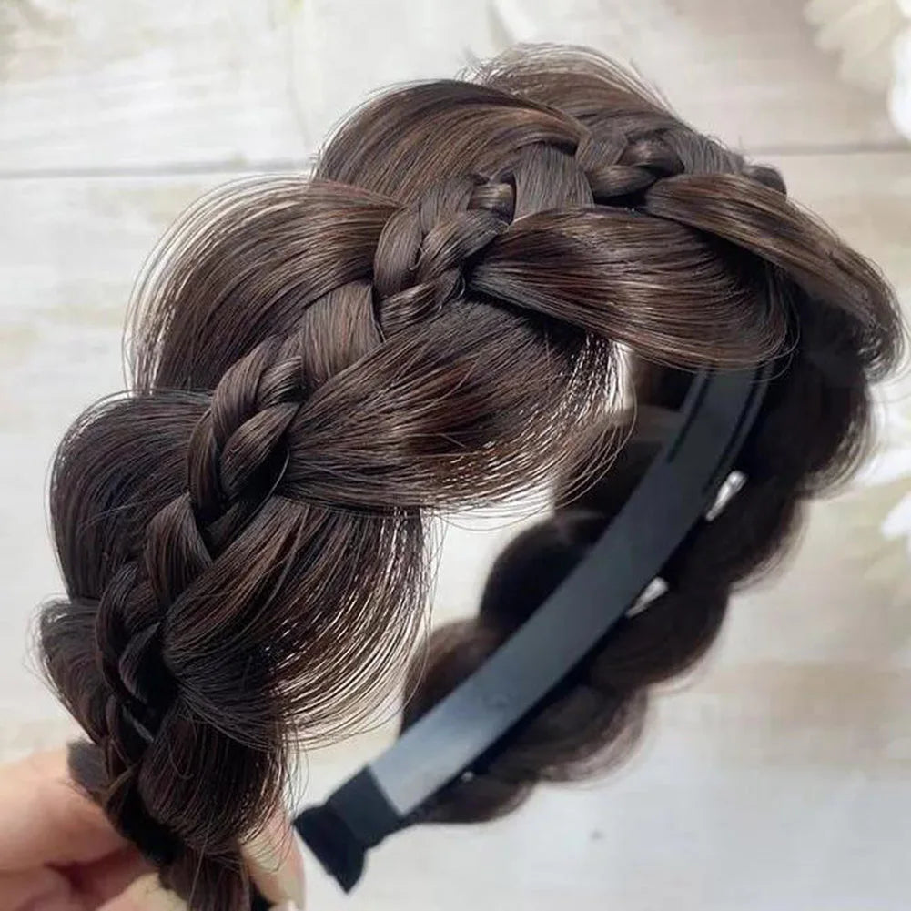 Women Wig- Headbands For Women Wide Fishbone Braids Hairbands Handmade Retro Head Hoop Hair Styling Headwear Accessories