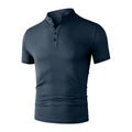 Men's Business Casual Short Sleeve POLO Shirt Bone Flower Solid Color Breathable Comfortable Fashion Summer Versatile Top