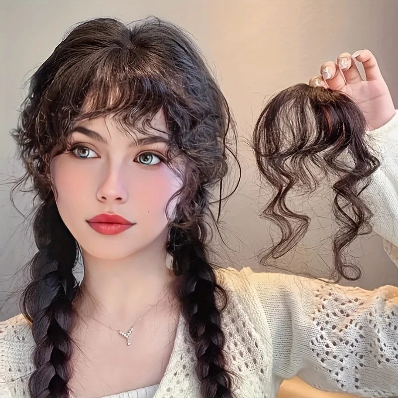 Women's bangs wig pieces are made of synthetic fiber, simple and natural, suitable for all ladies to wear as wig accessories.