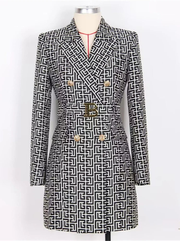 New in Spring Autumn Women‘s Fashion Jacket Women Geometric Elegant Dress Coats Lady Women Slim Office Blazer Women Clothing