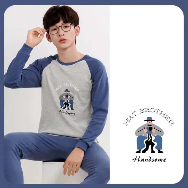 Teens Pijamas Long Sleeve Cotton Pyjamas Kids Clothes Sets Cartoon Big Boy Sleepwear Cute Pajamas For Girls 10 12 14 16 18 Years
