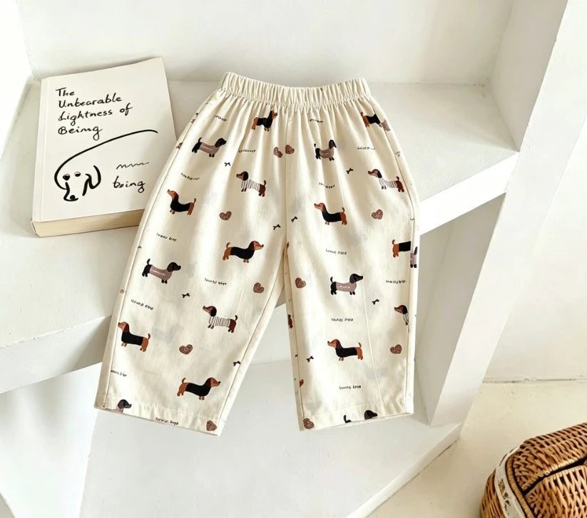 Kids Year Round Printed Pants Lightweight Cotton Trousers For Spring Summer And Autumn Bottoms Children Fashion Simple Pants