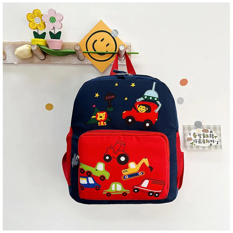 2024 New Children's Cartoon Bag Kid's Cute Kindergarten Car Backpack Boys Girls 2 Colors Shoulders Bag