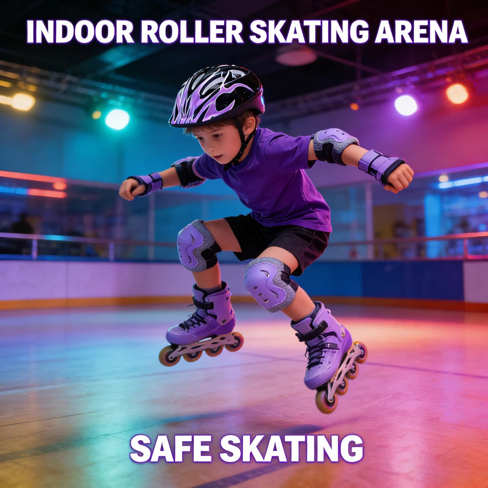 Kids Safety Helmet & Protective Gear Set for 3-10 Years Old, Adjustable Bike Helmet with Knee Elbow Wrist Pads for Skateboarding