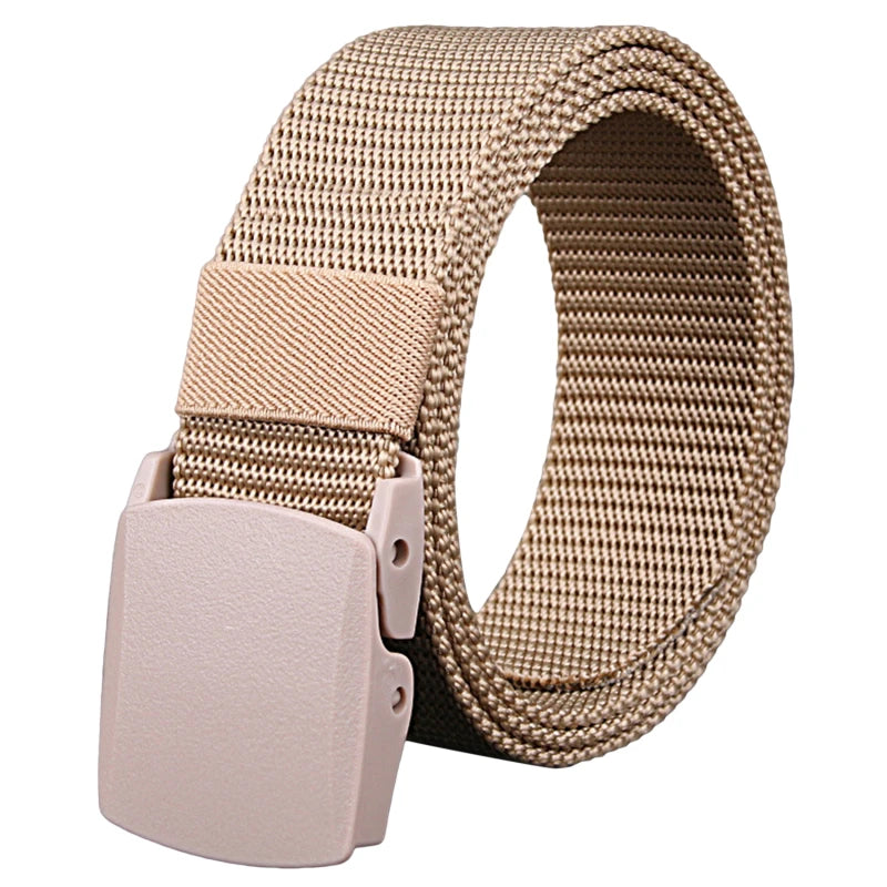 Men Belt Jeans Belts Adjustable Belt Men Outdoor Travel Waist Belt with Plastic Buckle for Pants Soft Nylon Sports Accessories
