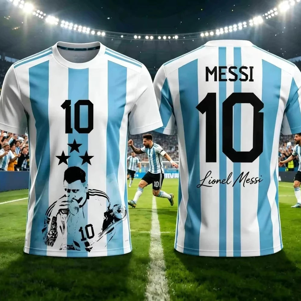2026 Kid Tee Messi Style Summer 3D Printable Clothing Football Jersey T-shirt Loose and Comfortable Suitable Sports Wearing