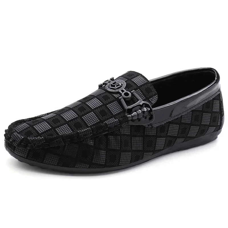 Loafers New Men's Casual Breathable Shoes Comfort Plaid Leather Casual Shoes for Men Slip on Concise Quality Drive Men Sneakers