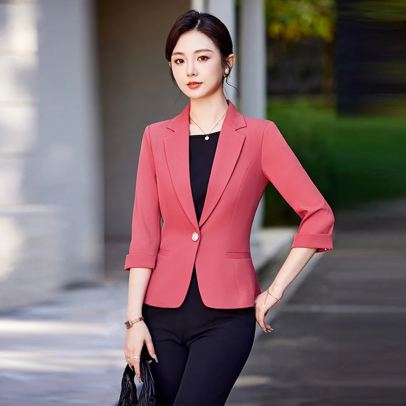AIyssa Fashionable Professional Women's Clothing, High-Quality Mid-Sleeved Suit Jacket, Stylish, Elegant and Charming. New 2025