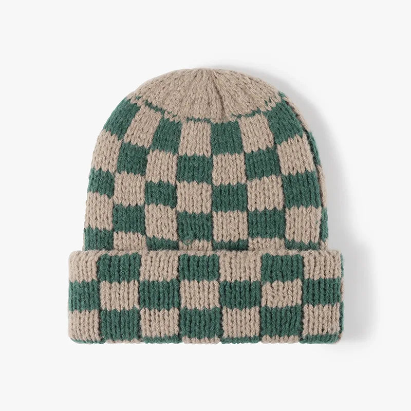 Winter Hats for Woman New Men Beanie Knitted Hat Girl Black White Check Plaid Chess Beanie Gorros Warm Bonnet Ladies Casual Cap
