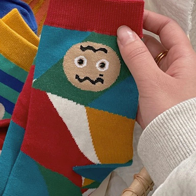 Women's Sock Kawaii Cute Cartoon Female Spring Summer Autumn Cotton Mid-tube Japanese Personality Funny Wearing Ins Socks