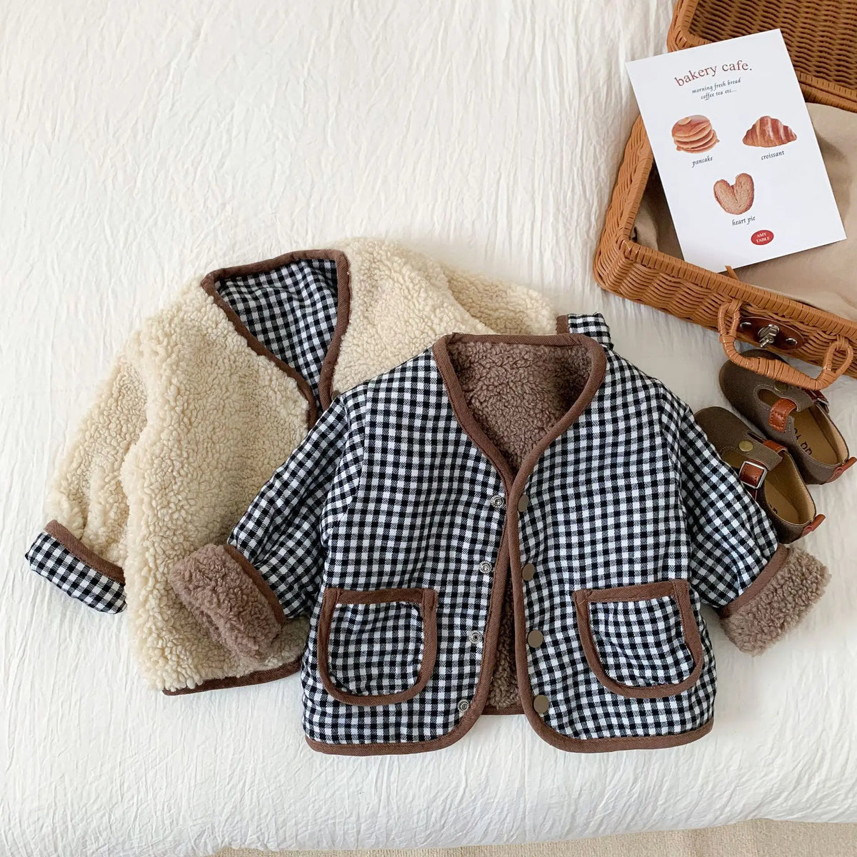 2026 1-6 Years Old Autumn/Winter Children's Jacket Double-Sided Wear Plaid Plush Jacket Kids Jacket