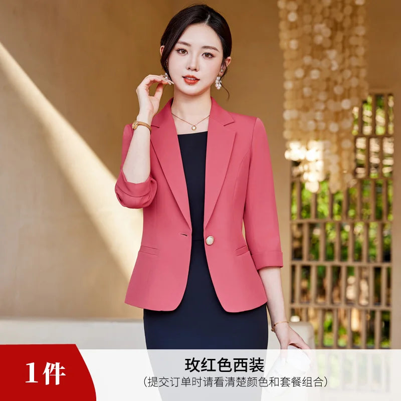AIyssa Fashionable Professional Women's Clothing, High-Quality Mid-Sleeved Suit Jacket, Stylish, Elegant and Charming. New 2025