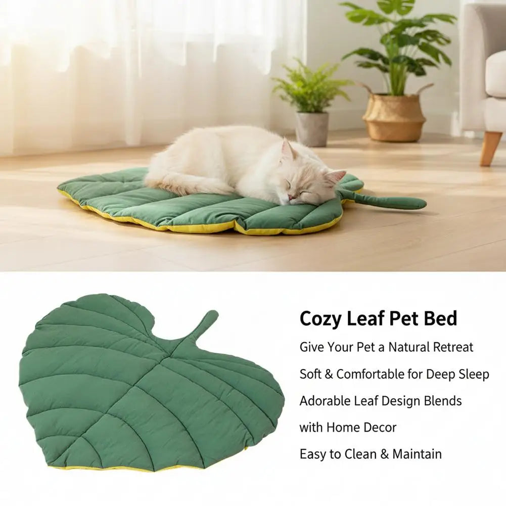  Leaf‑Shaped Pet Sleeping Mat 4‑Season Soft Quilted Cat Dog Bed Pad Room Decor Floor pad Dog Washable Bed Mat for Sleeping