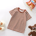 1pcs Kid 100% Cotton Short Sleeve T-shirt Summer Baby Comfortable Clothes Boys Girls Stripe Tee Children Breathable Leisure Tops