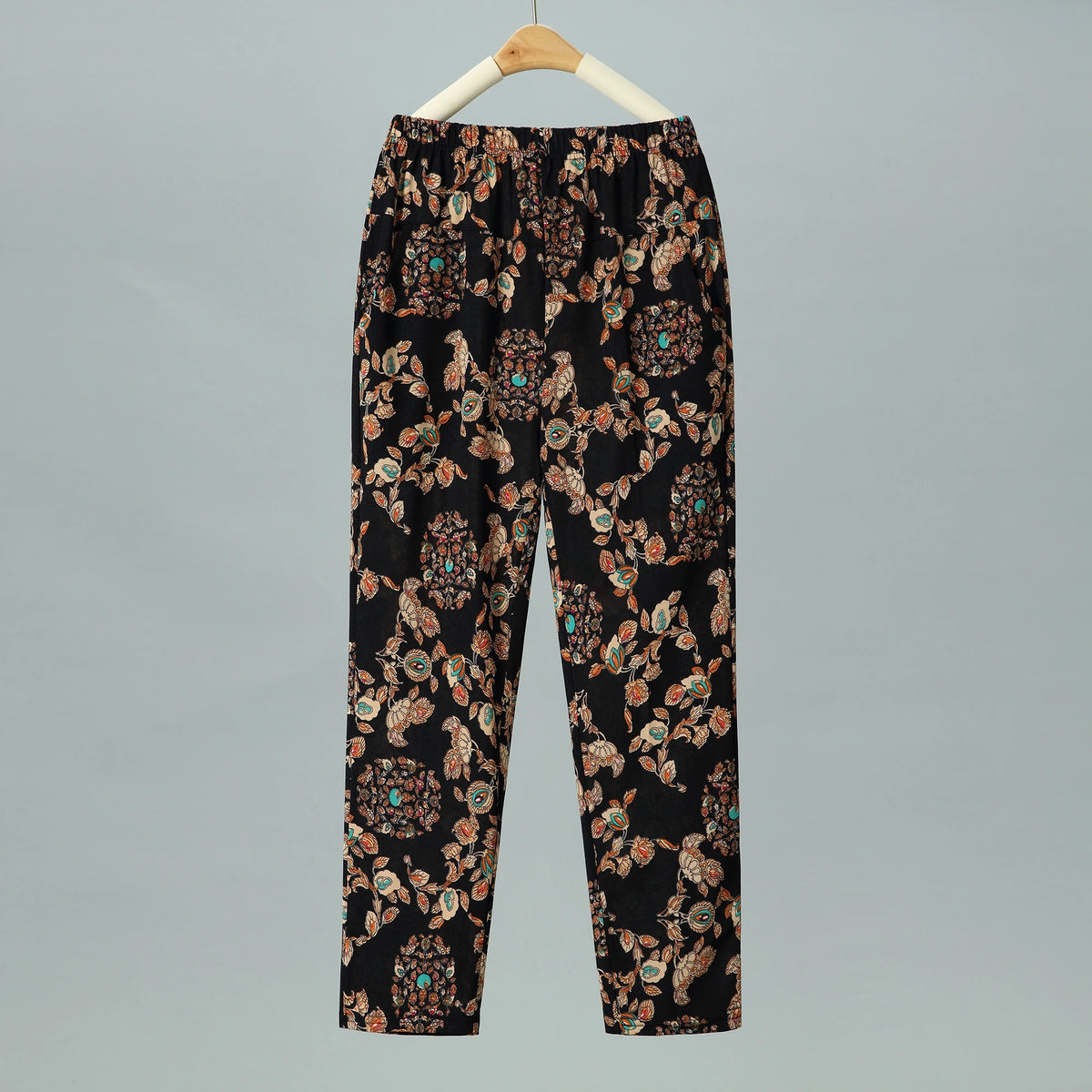 Summer Thin Nine Points Ice Silk Loose Straight Leg Pants High Waist Floral Design for Mom And andma Comfortable Casual Tro...