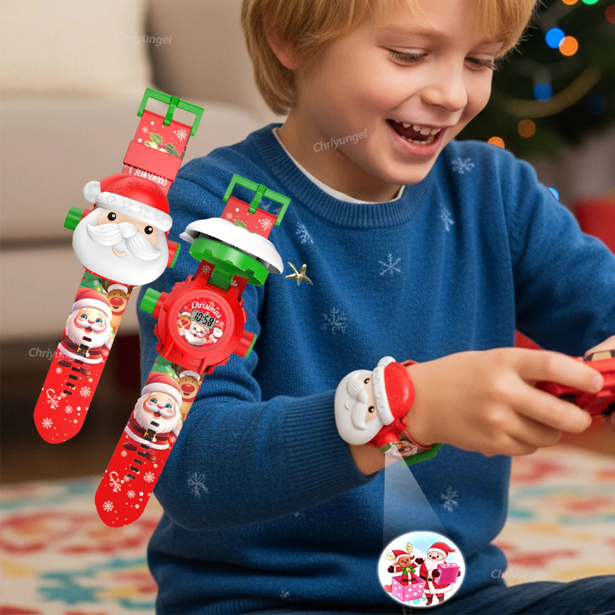 Kids Dinosaur Projection Watch Projector Toy with 24 Patterns Christmas Electronic Watch Educational Toys Gift for Boys Girls