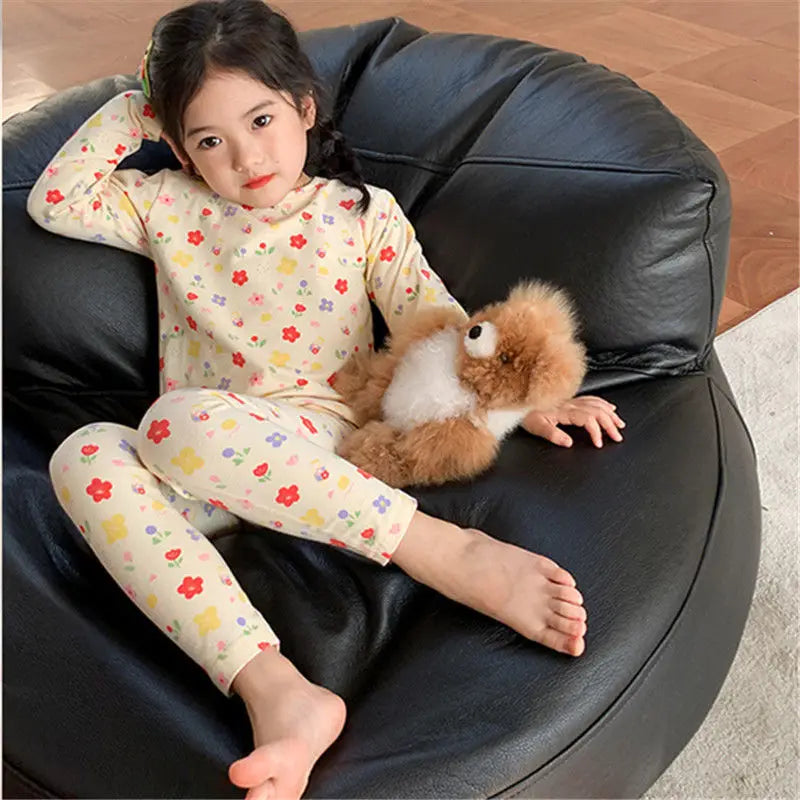 Children Home Clothing Set 2-8 Year Old Girls Fashionable German Velvet Pajamas Autumn and Winter Two Piece Set of Warm Pajamas