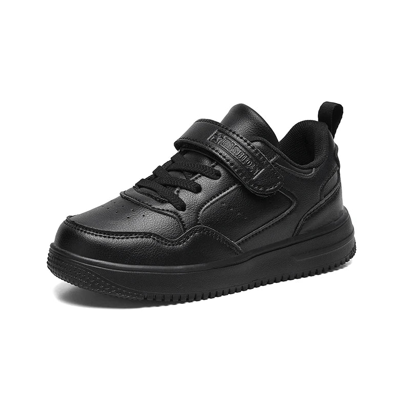 Black Kids Shoes Sports Running Casual Walking Student Fashion New Leather Children's Sneakers Breathable Soft Child Outdoor