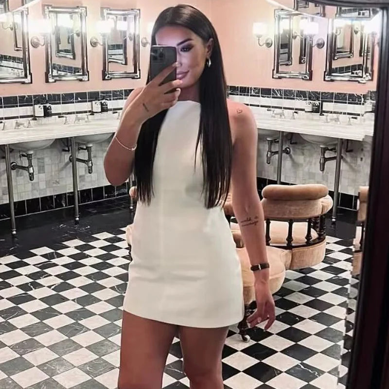 HXAO Fashion Summer Dresses 2024 Womens Dresses Bodycon Sleeveless Mini Dress White Red Blue Black Yellow Dress Vacation Dresses