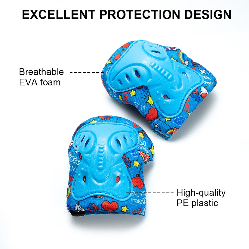 Kids Safety Protective Gear Set Knee Elbow Pads Wrist Guards 3-12 Years for Skateboard Cycling Roller Skates Scooter BMX Sports