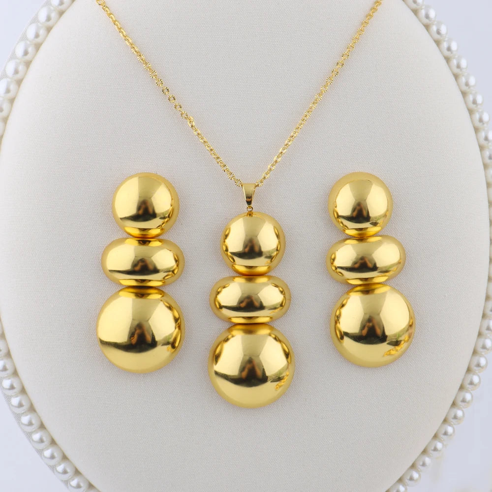 Dubai Jewelry Set for Women 18K Gold Plated Earrings and Necklace Set for Wedding Brides