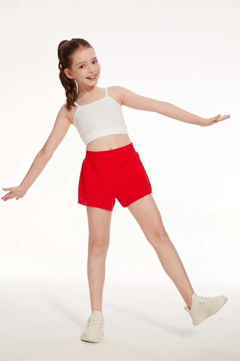 Children Shorts Light Weight Sports Shorts For Girls Breath Candy Color Baby Short Pants Kids Teen Girl Running Clothes Summer