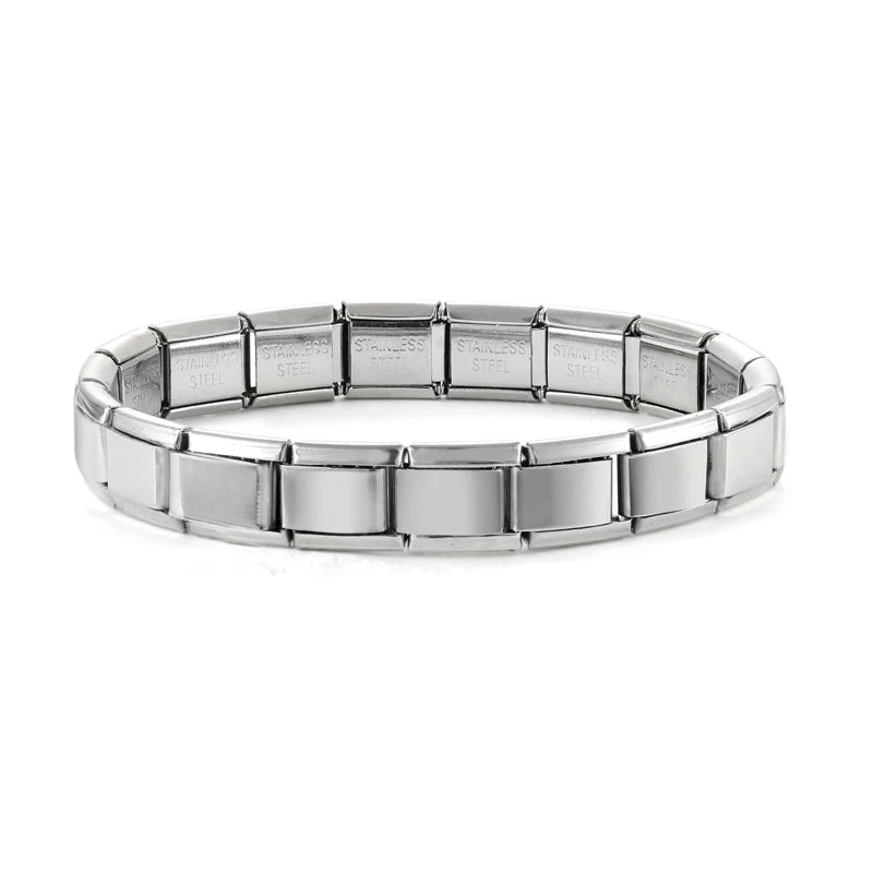 Men's Women's Jewelry DIY 9MM Width Italian Elastic Charm Bracelets Gold Silver Solid Color Stainless Steel Fashion Bangle Basic
